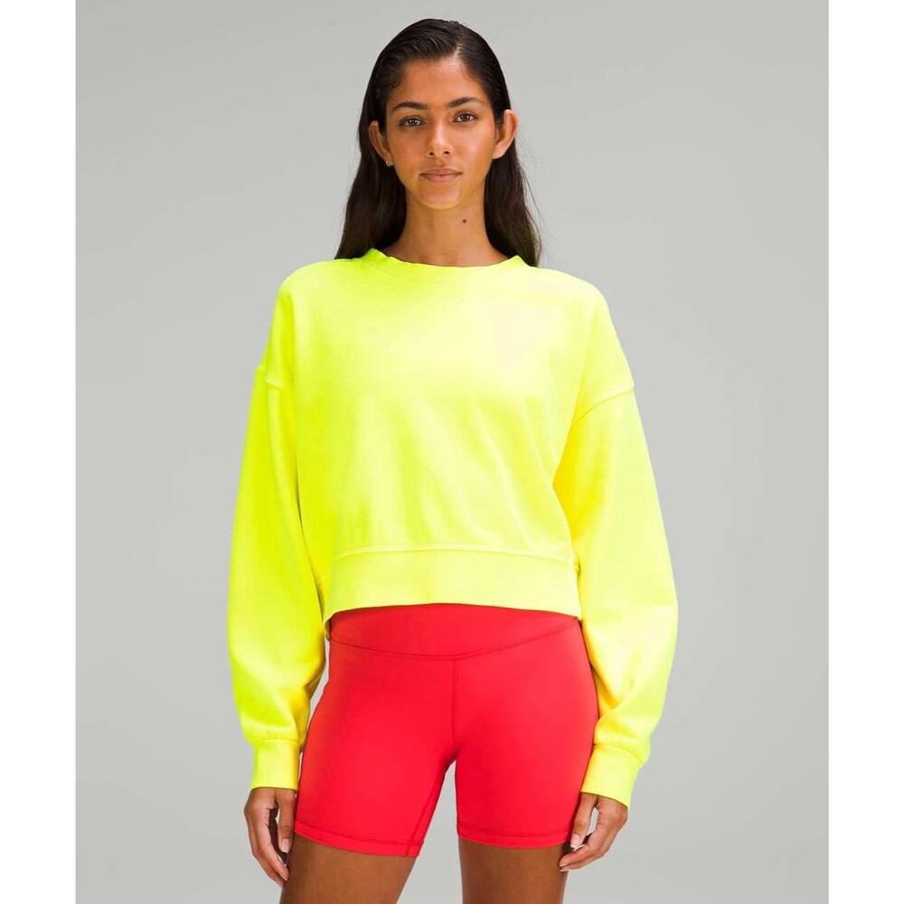 Lululemon Perfectly Oversized Cropped Crew Neon Solid Highlight Yellow M/L